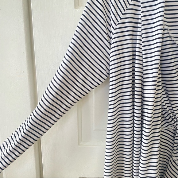 MARKET & SPRUCE Black and White Striped Open Front Cardigan Women's Size Large - Picture 3 of 6